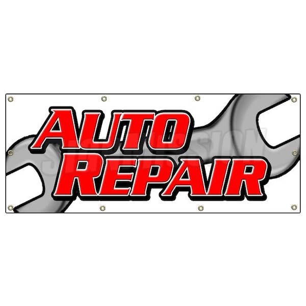 Signmission AUTO REPAIR BANNER SIGN car shop mechanic tools signs brakes shocks B-96 Auto Repair - main